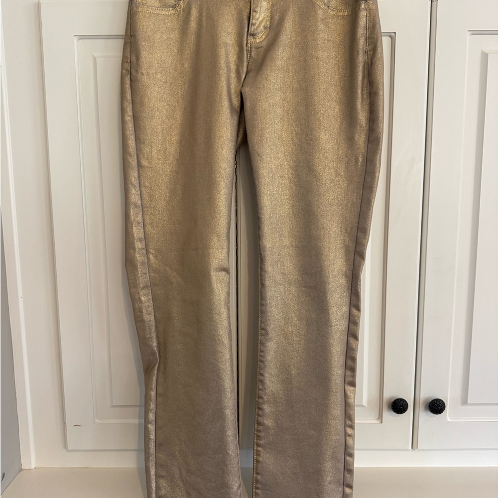 Jennifer Lopez size 6 Metallic Gold Straight Leg Jeans